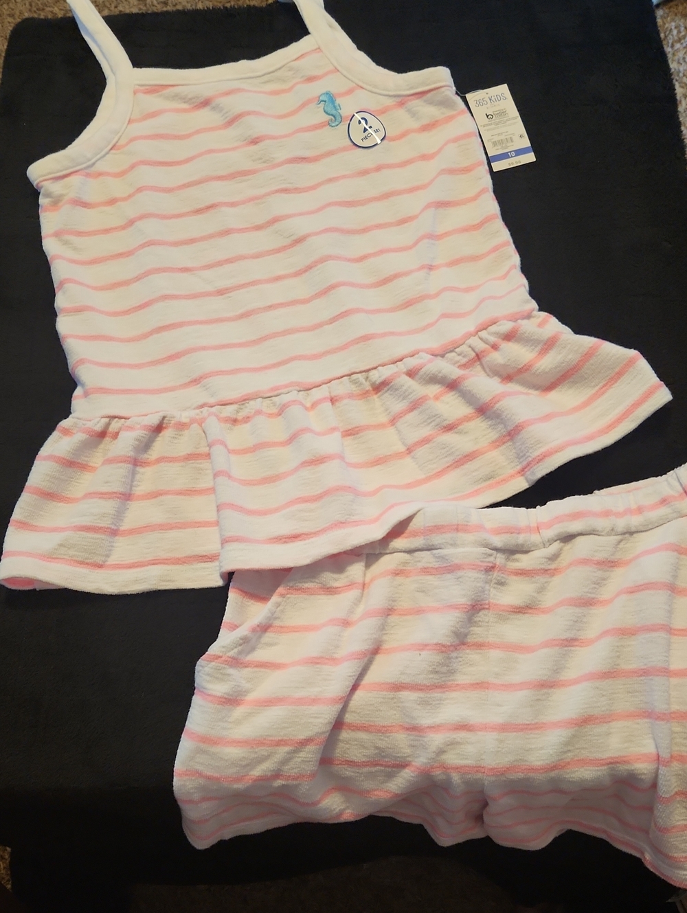 Kids Pink Stripe Tank & Shorts Matching Set
